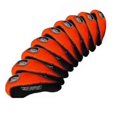 EZE Golf 10 Piece Set Neoprene Coloured Iron Covers (Black / Orange)