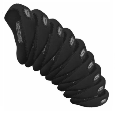 EZE Golf 10 Piece Set Neoprene Coloured Iron Covers (Black / Black)